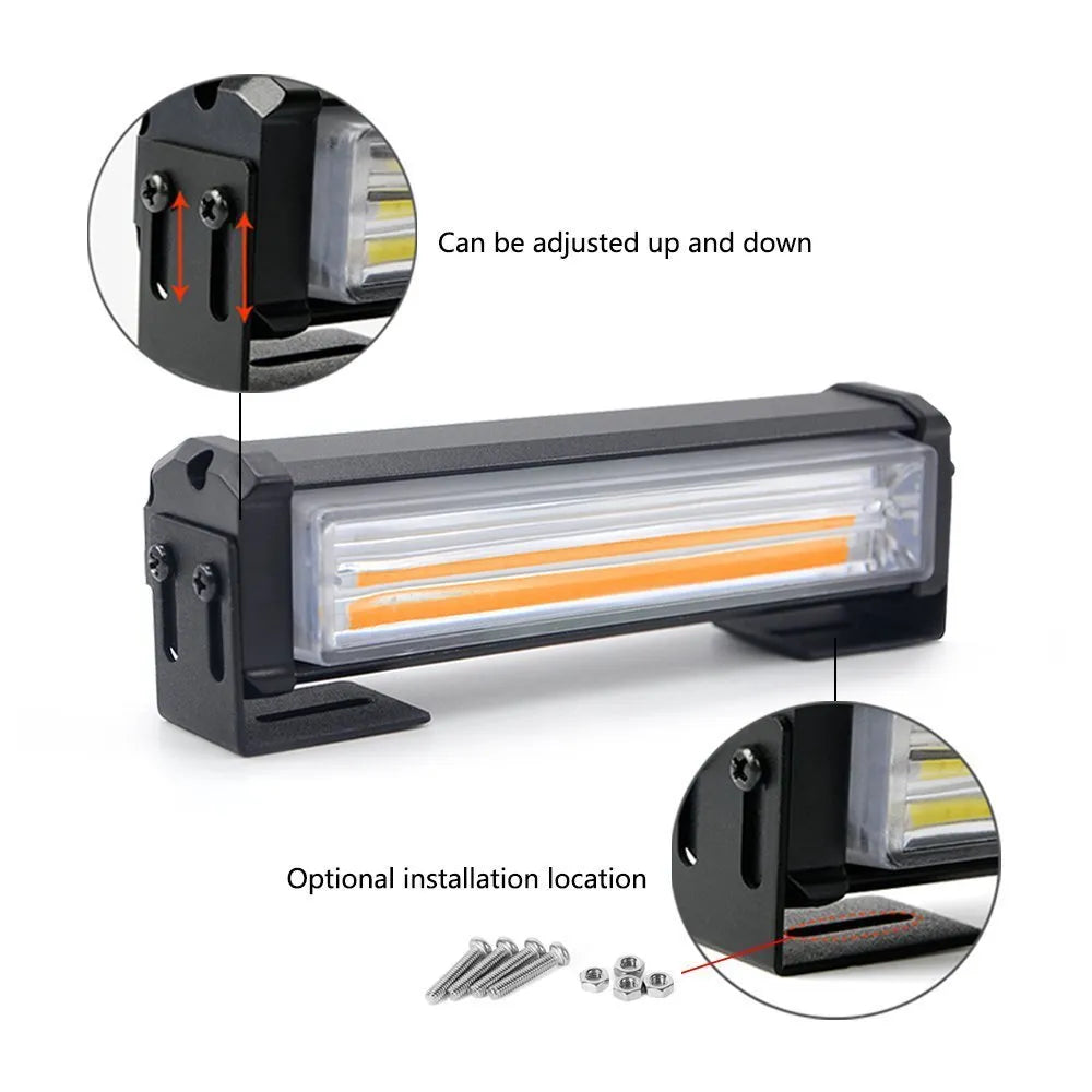 Yellow circular LED strobe warning light with 160mm diameter for 12-24V vehicle installation