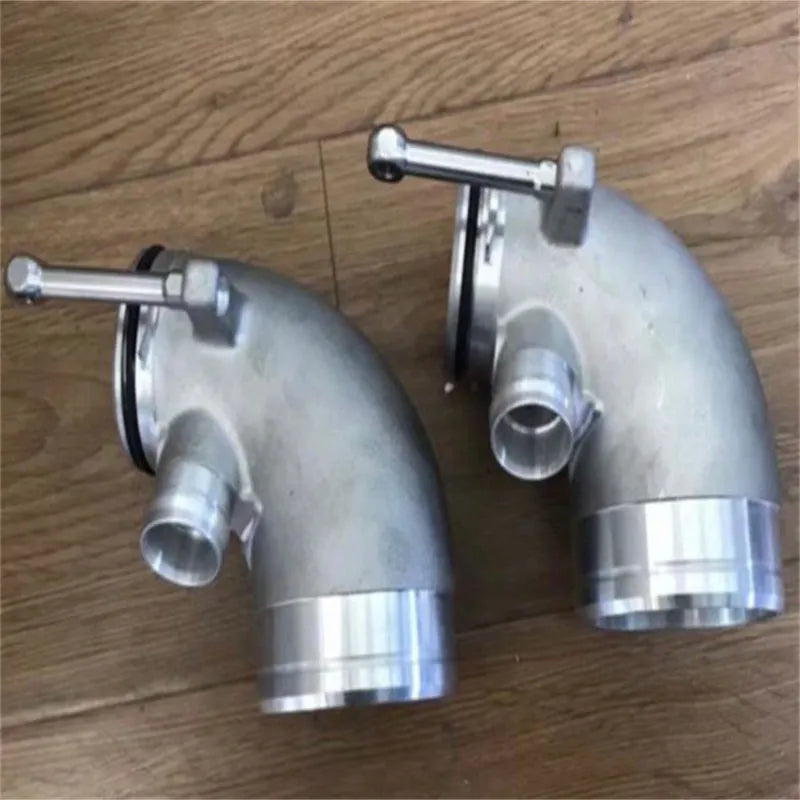 Aluminium 90 degree turbo outlet elbow for lateral engine turbo installations