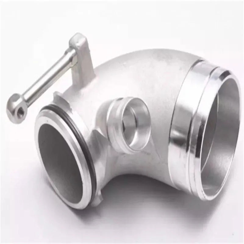 Aluminium 90 degree turbo outlet elbow for lateral engine turbo installations