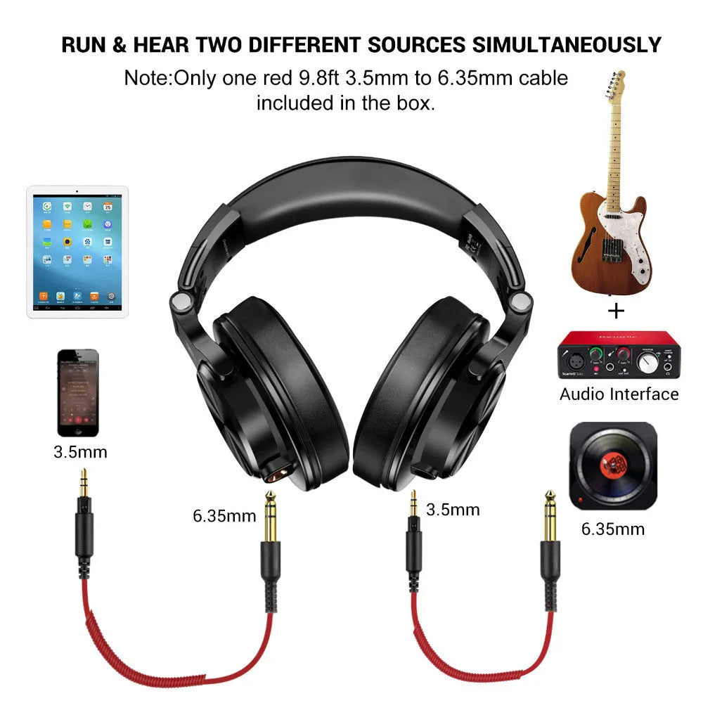 OneOdio over-ear headphones with 40mm speakers in black or red colour options
