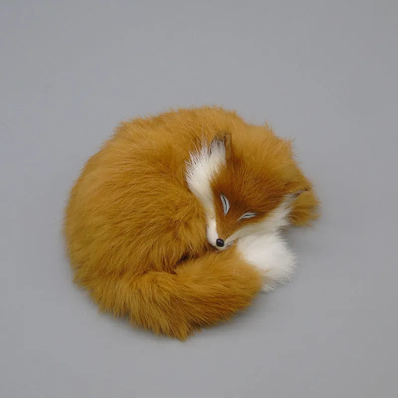 Artificial fox fur handcrafted decoration in white yellow red colours 15cm size
