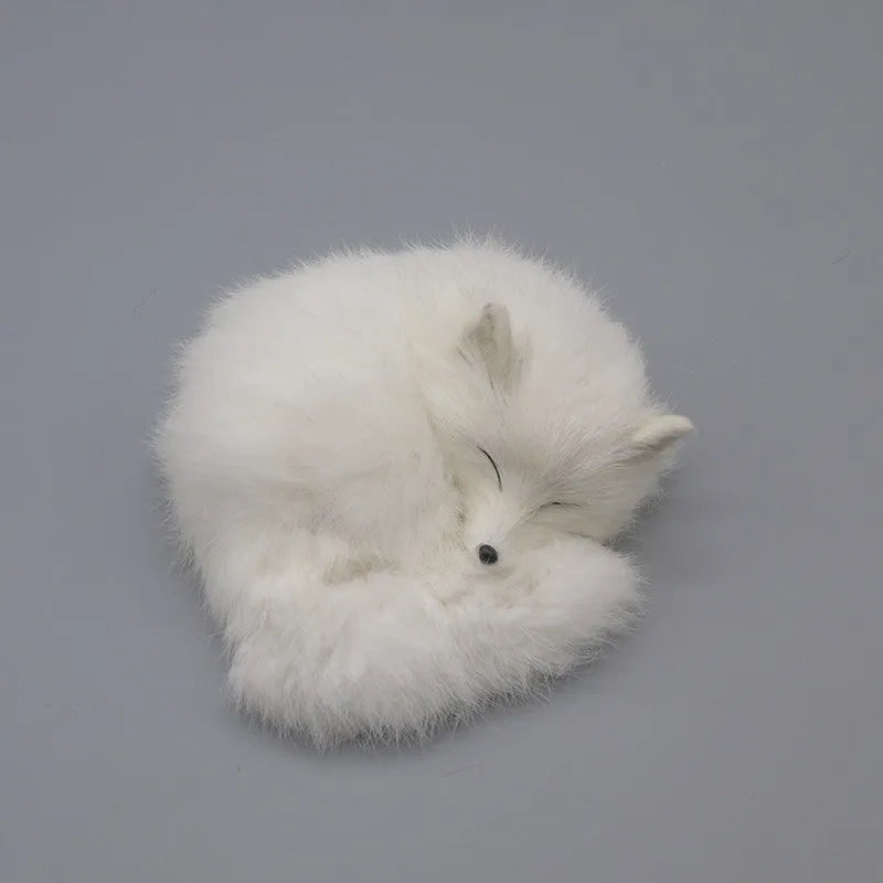 Artificial fox fur handcrafted decoration in white yellow red colours 15cm size