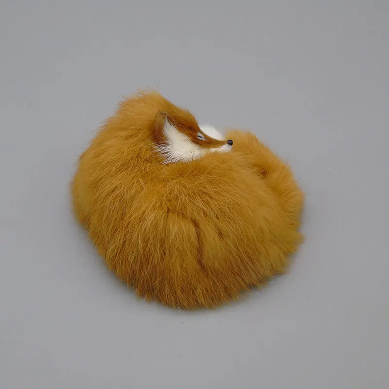 Artificial fox fur handcrafted decoration in white yellow red colours 15cm size