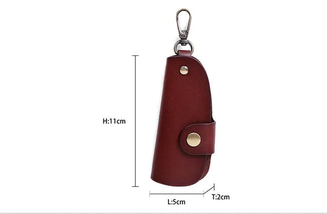 Handmade genuine leather car key case in short length design