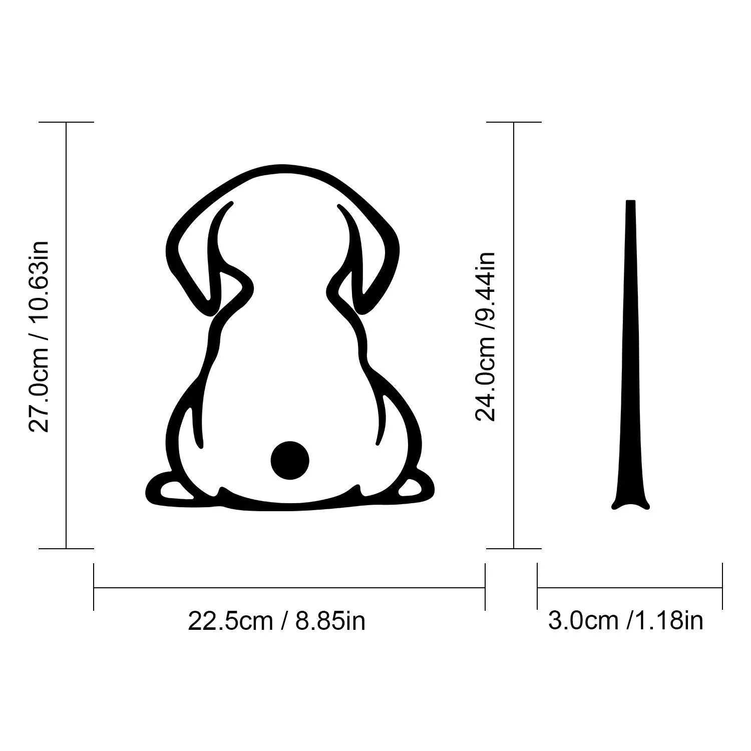 Cartoon cat wiper shadow car sticker in black colour applied to rear glass