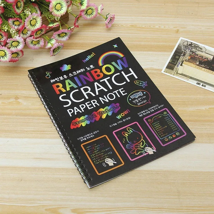 Large children's scratch art paper set with scraping tool for DIY creative painting activities