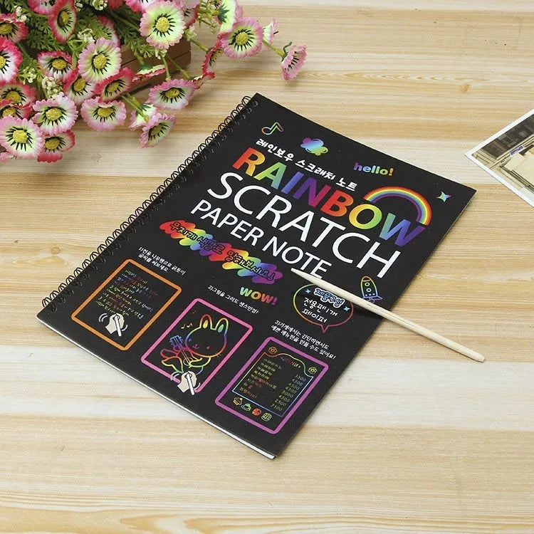 Large children's scratch art paper set with scraping tool for DIY creative painting activities