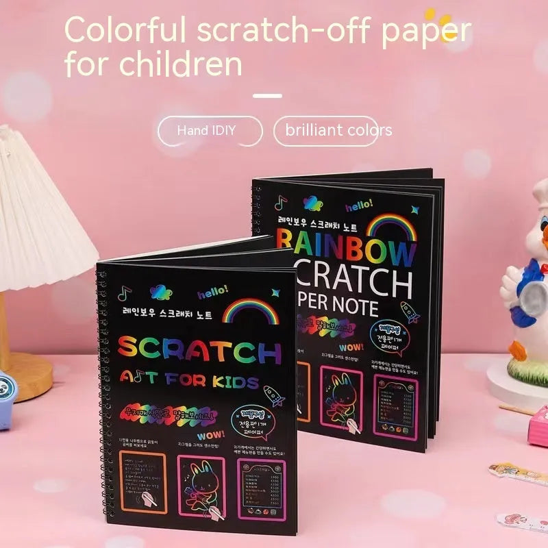 Large children's scratch art paper set with scraping tool for DIY creative painting activities