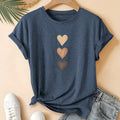 Women's pure cotton short sleeve T-shirt with Chinese art retro print in dark grey colour