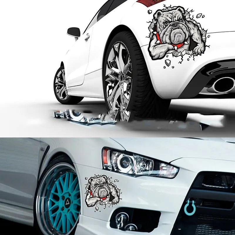Grey dog pattern motorcycle decorative sticker measuring 17cm by 17cm