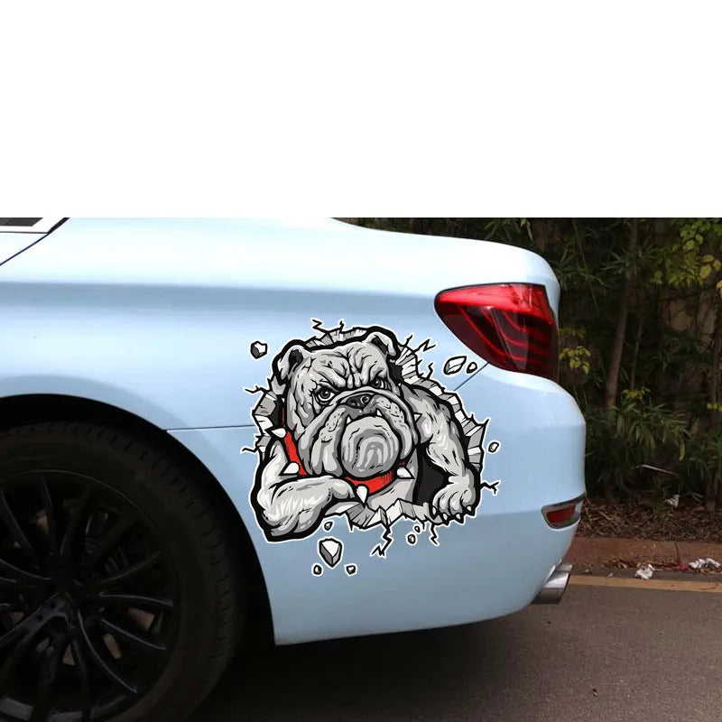 Grey dog pattern motorcycle decorative sticker measuring 17cm by 17cm