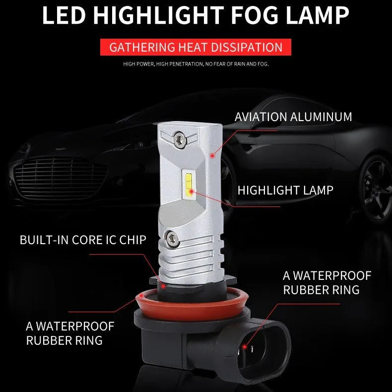 H11 H8 compatible 80W high power CSP LED car front fog lamp with aviation aluminium housing