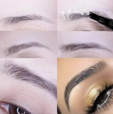 CmaaDu 4-head eyebrow pencil with four-point tip in black brown and grey colour options