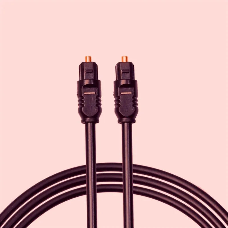 Black Toslink digital optical audio cable with 4mm square connector and 2 metre length