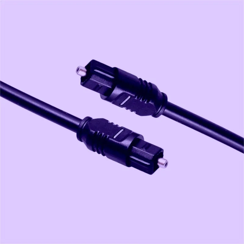 Black Toslink digital optical audio cable with 4mm square connector and 2 metre length