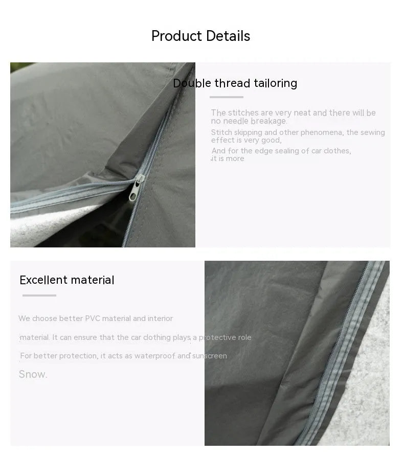 Grey Volkswagen car cover with PVC chemical fibre construction showing rainproof sun protection features