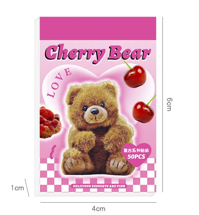 American retro cartoon mini sticker book showing 4x6cm adhesive stickers in six colour themes