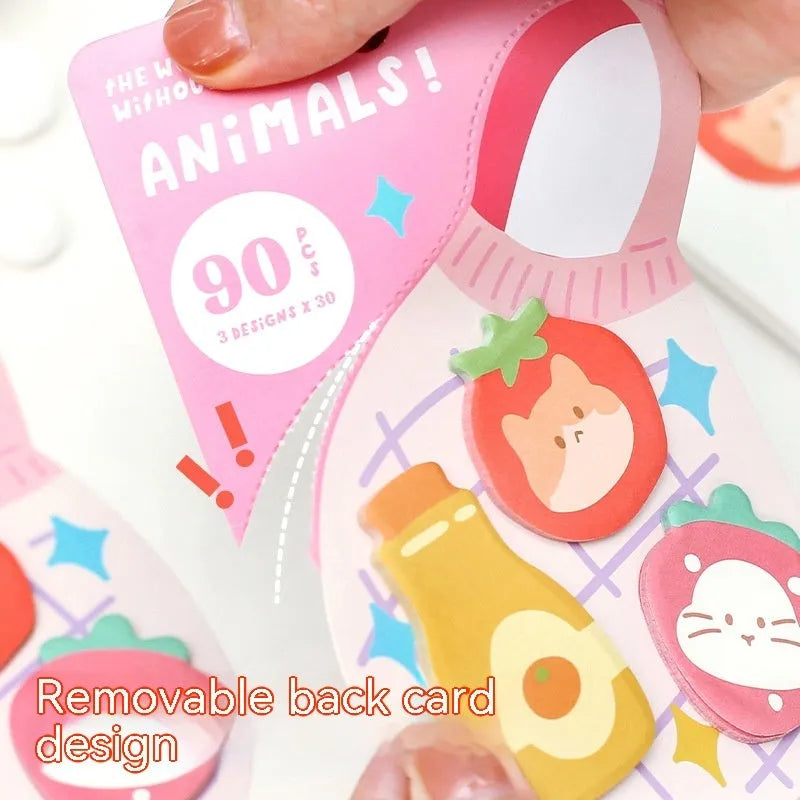 Small animal shaped sticky note set with 90 pages in six colour options
