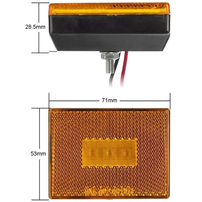 Red and yellow LED trailer side marker clearance light with 19cm cable