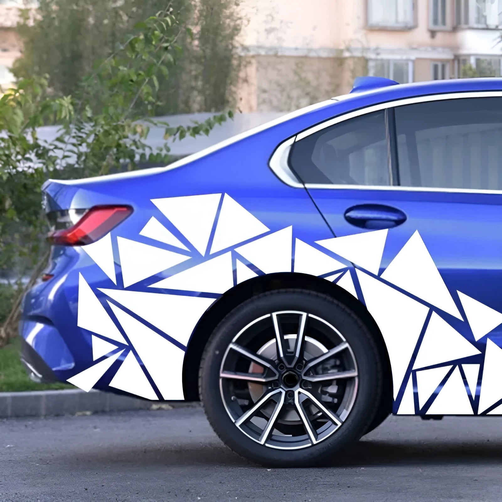 Large geometric pattern car modification vinyl sticker sheet in multiple colours.