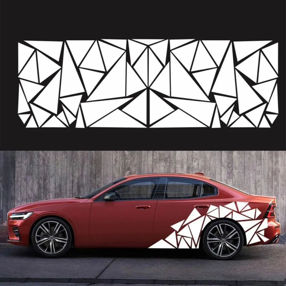 Large geometric pattern car modification vinyl sticker sheet in multiple colours.