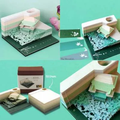 One Piece anime architecture modelling notepad with 80x45mm hand tear sticky notes showing fantasy building designs