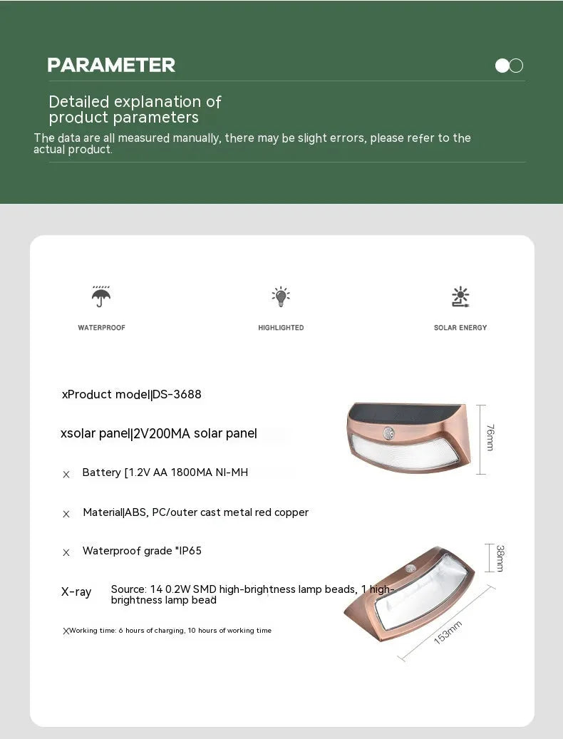 Solar-powered smiling face garden wall light with IP65 weather protection for outdoor courtyard and villa lighting