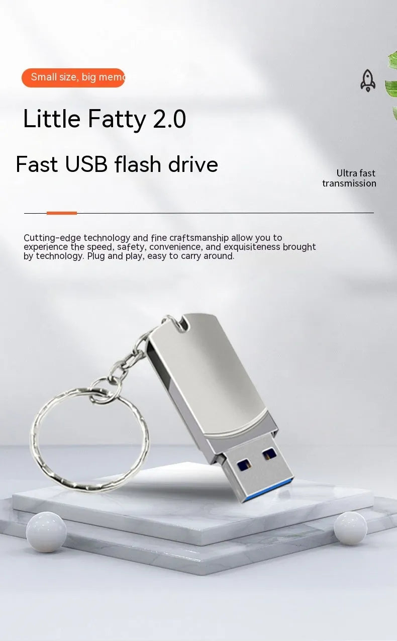 White metal rotation USB flash drive showing compact 34mm size with swivel mechanism