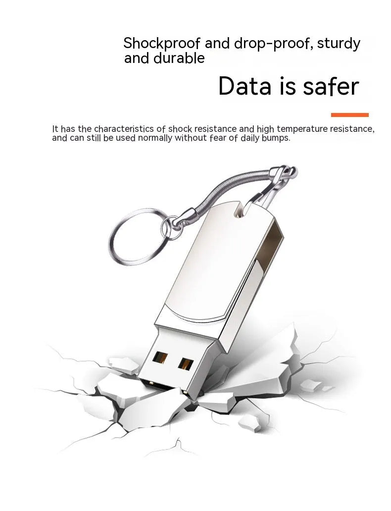 White metal rotation USB flash drive showing compact 34mm size with swivel mechanism