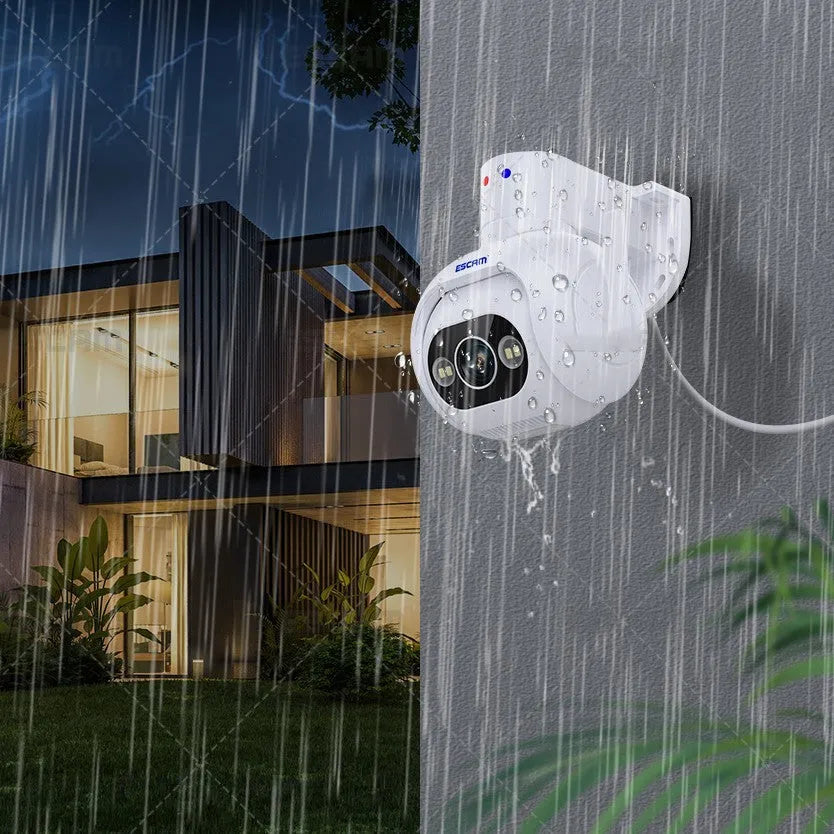 White plastic Smart Colour Night Vision H265 security camera with wall mount bracket