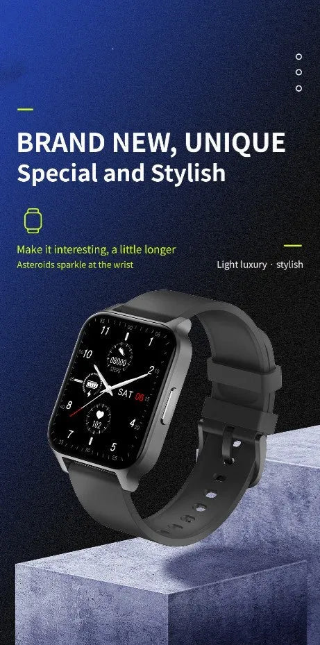 Smart colour screen health watch with black mesh strap displaying heart rate monitoring interface