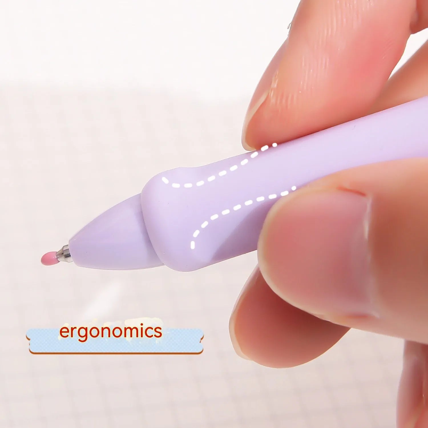 Macaron Colour press gel pen with 0.5mm tip in smoked white, brown, or pink ink options.