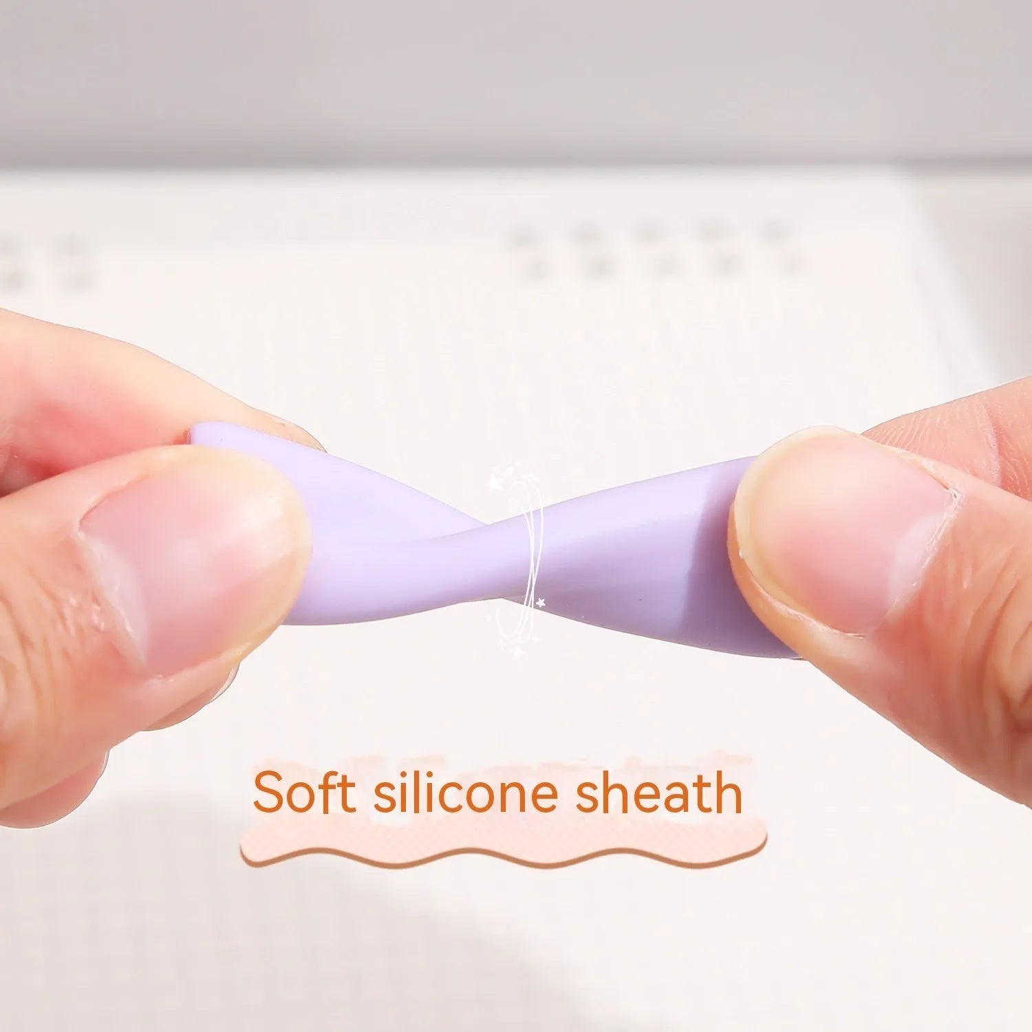 Macaron Colour press gel pen with 0.5mm tip in smoked white, brown, or pink ink options.