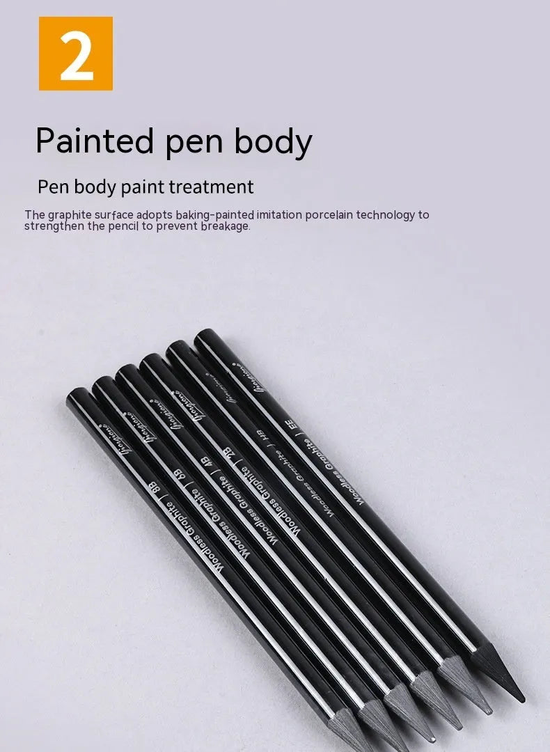 Wooden graphite and carbonized drawing pencils for artists on suction card packaging