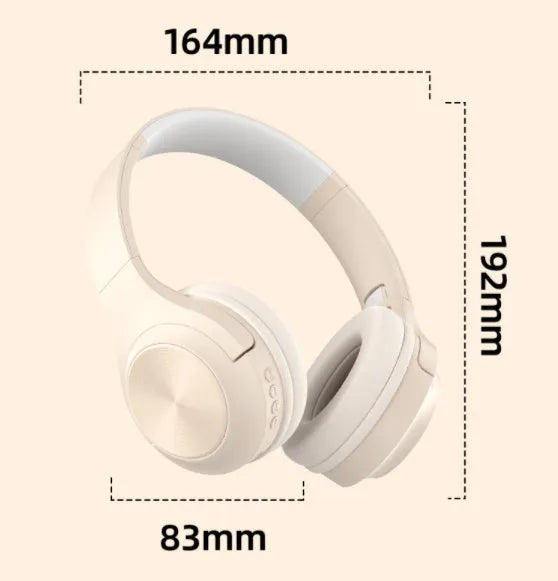 Creative design wireless Bluetooth headset in ivory white, shown in a head-mounted wearing style.