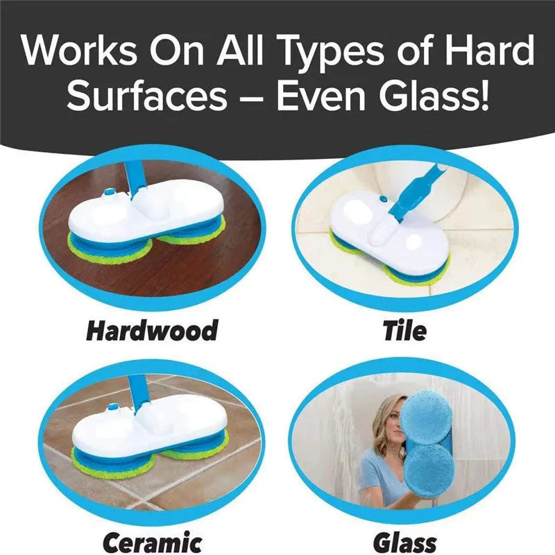 Wireless electric floor cleaning mop with USB charging port and multiple cleaning pads