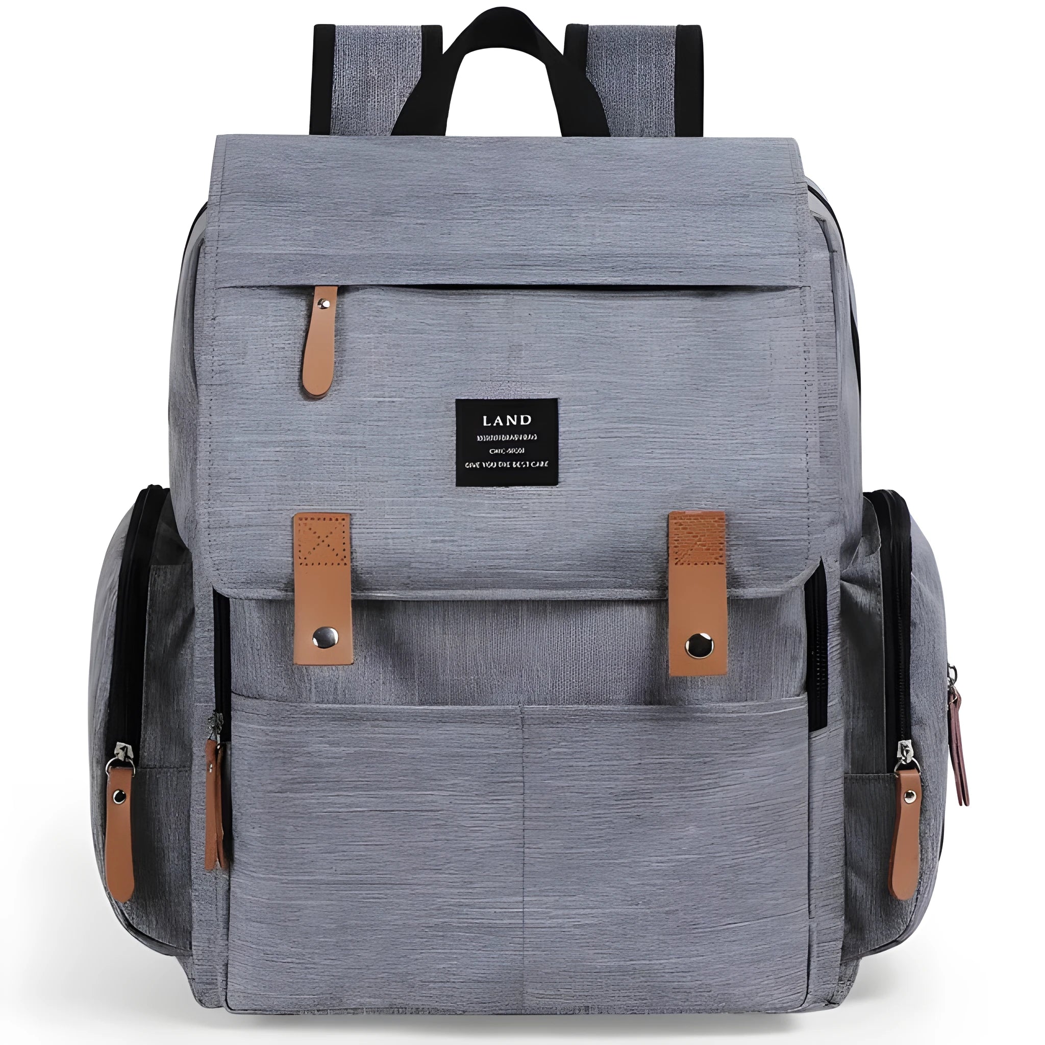 LAND Mommy Diaper Bag Backpack in oxford cloth with changing mat, shown in beige colour.