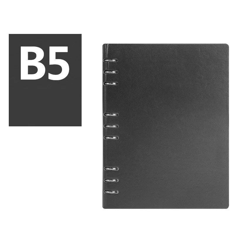 Simple business loose-leaf notebook with imitation leather cover in multiple colours and sizes