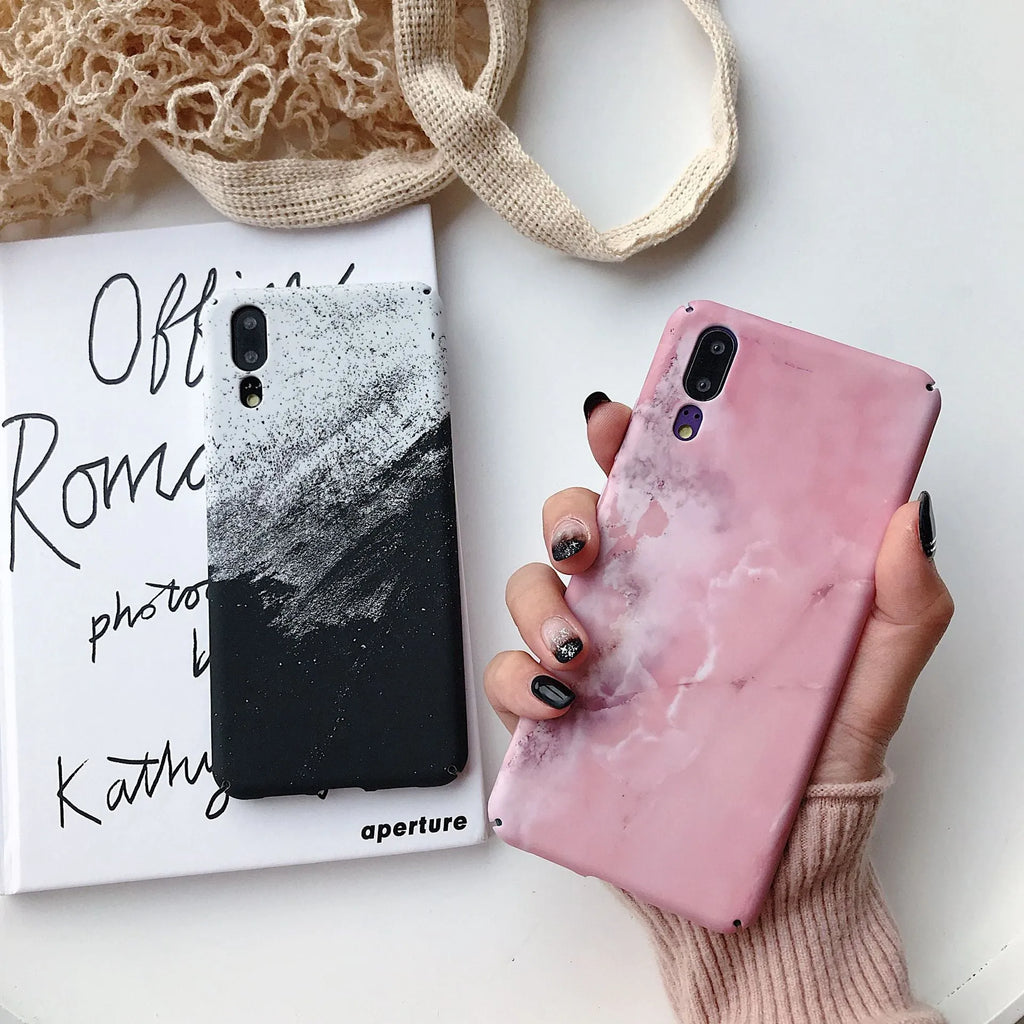 Painted pure colour hard PC phone case for Huawei and Honor in black