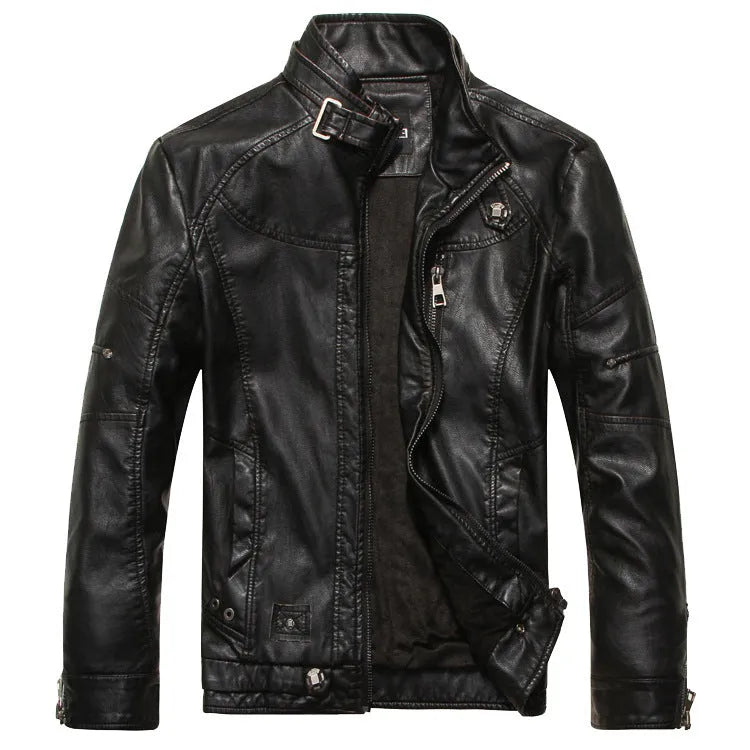 PU leather jacket with zipper front in black, brown and coffee colour options