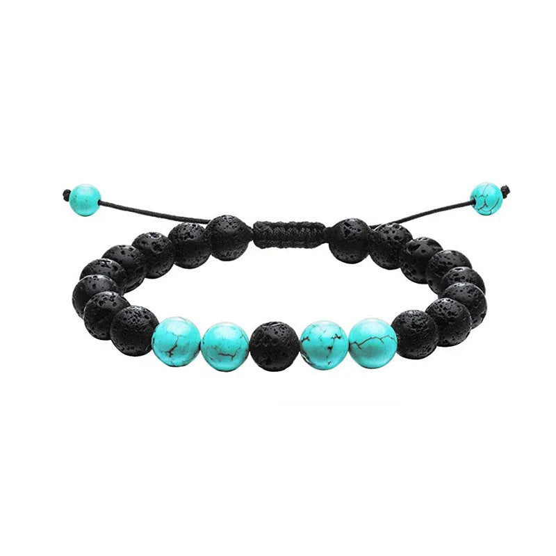 Geometric agate bead couple bracelets in tiger eye and matte black colours