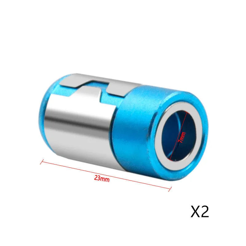 Light blue slotted screwdriver bit with magnetic ring for metric screws