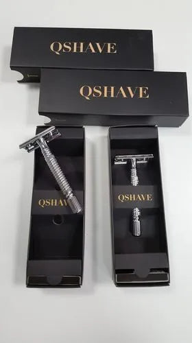 Double-edged safety razor with metal construction and storage box