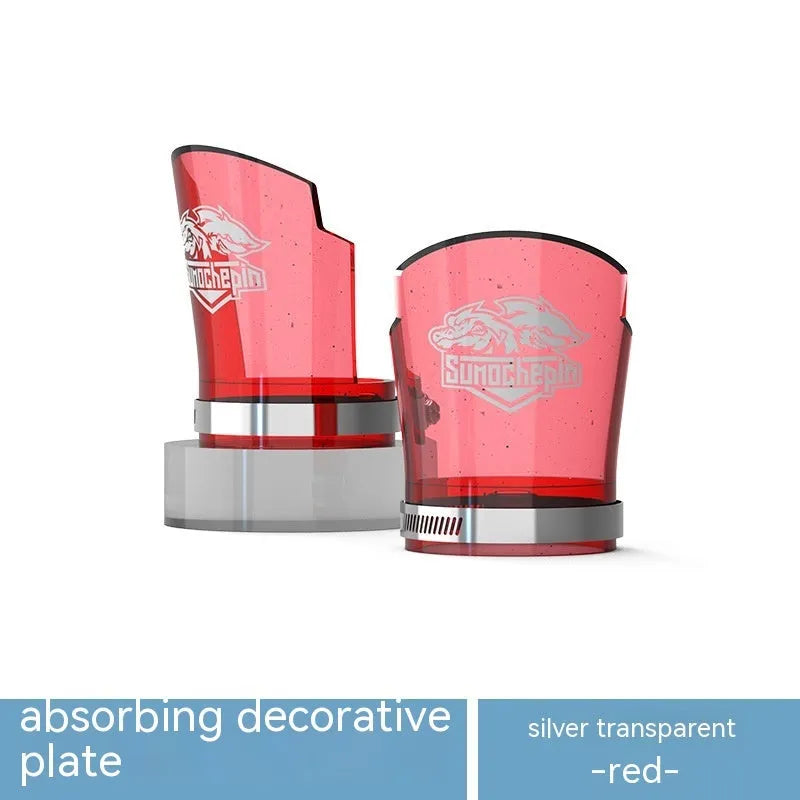 Transparent motorcycle front shock absorber protective sleeve with stainless steel clamp, shown in multiple colour options.
