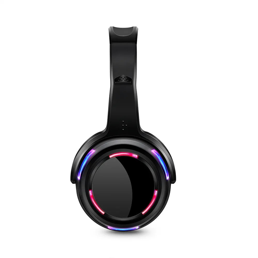 Black silent disco wireless headphones with over-ear design, 40mm speakers, and a 3-metre cable ending in a 3.5mm audio plug.
