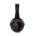 Black silent disco wireless headphones with over-ear design, 40mm speakers, and a 3-metre cable ending in a 3.5mm audio plug.