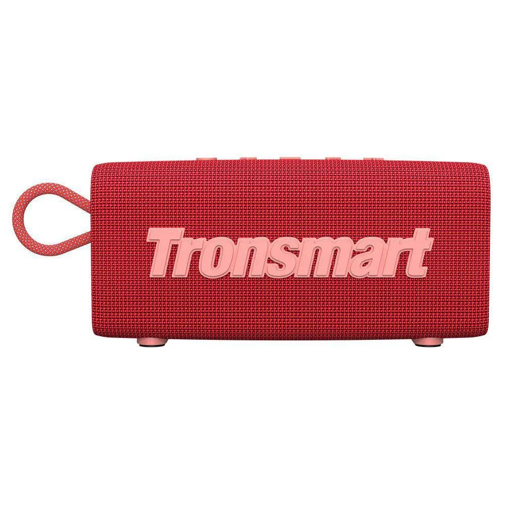 Portable waterproof Bluetooth speaker in black showing control buttons and rugged outdoor design