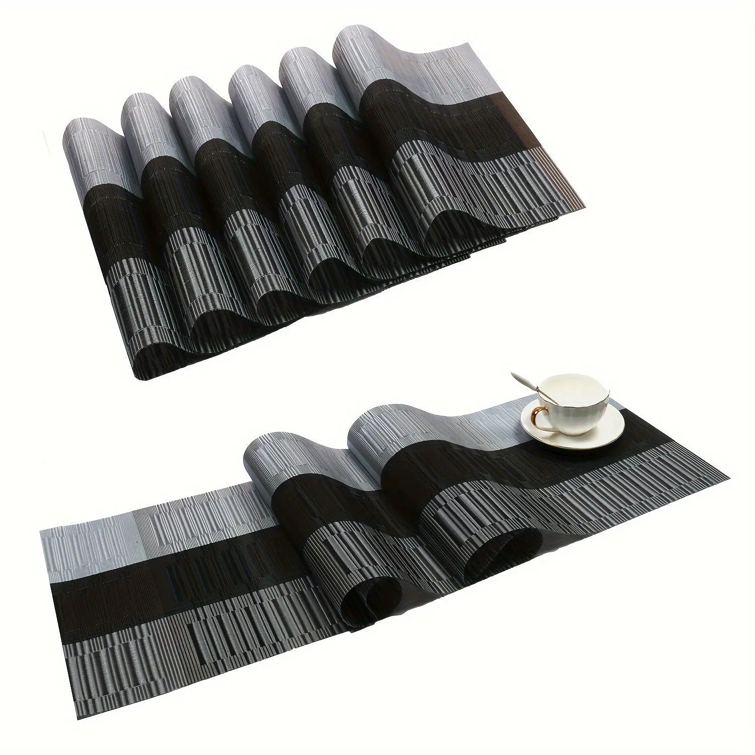 PVC non-slip dish mat in modern simplicity style protecting a wooden dining table