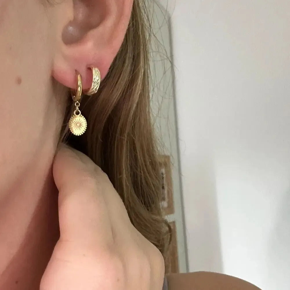 Geometric ellipse stainless steel ear button earrings for women, style XY-EH005.
