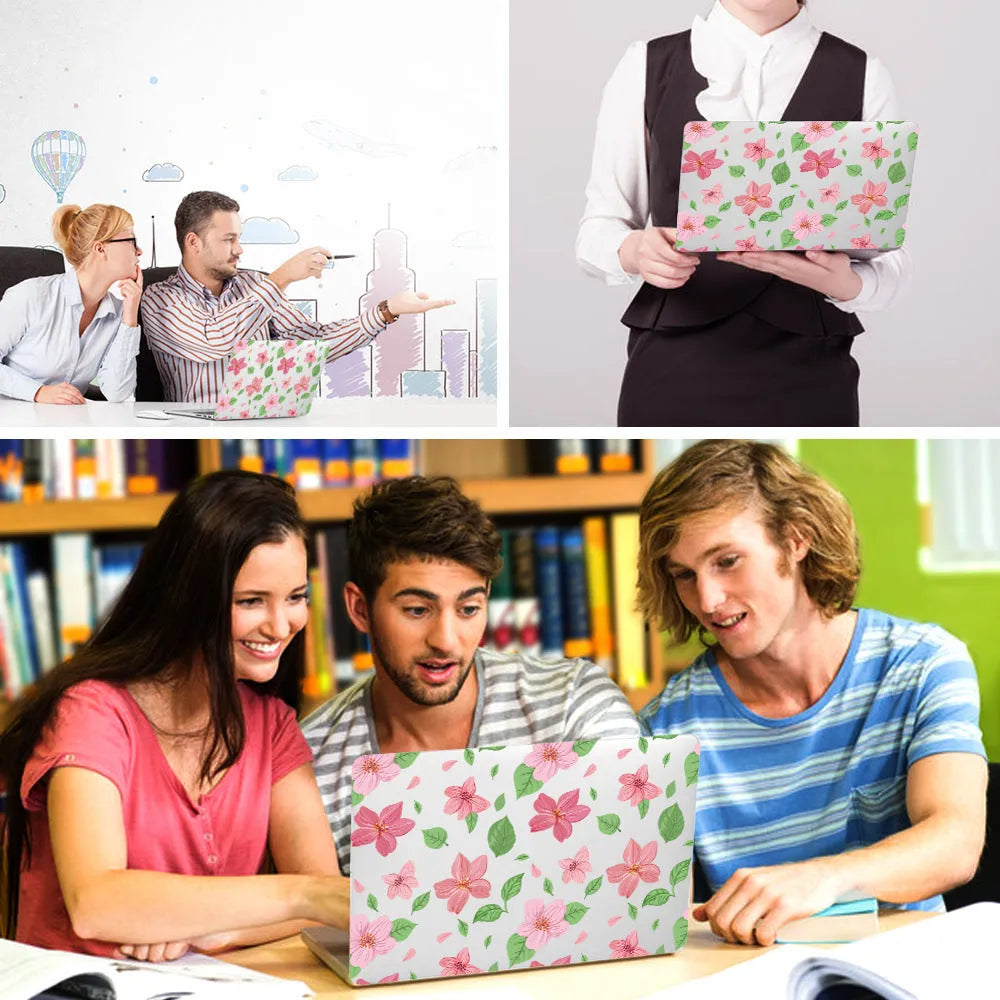Hard plastic protective shell with floral pattern for MacBook Air 11 or MacBook Pro 12 Retina laptops